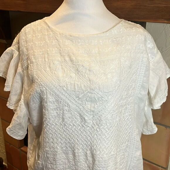 Lauren Ralph Lauren White Embroidered Linen Dress, size 14! - Picture 2 of 11